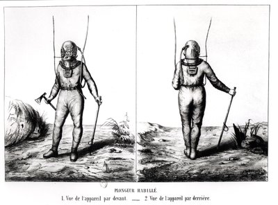 Deep Sea Diver, Illustration from Scaphandre, Appareil de Plongeur Cabirol, by Joseph-Martin Cabirol by Amicar de Lafage